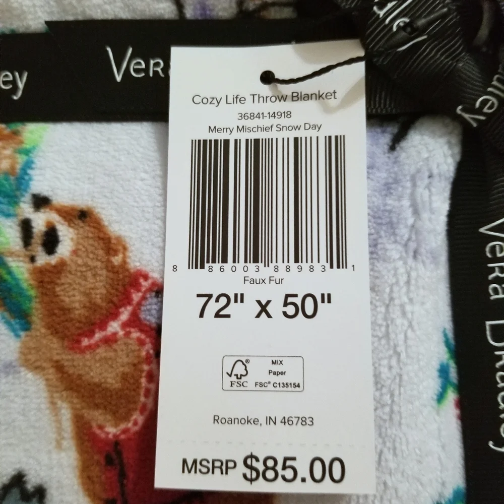 Vera Bradley Cozy Life fleece blanket Merry Mischief Snow Day